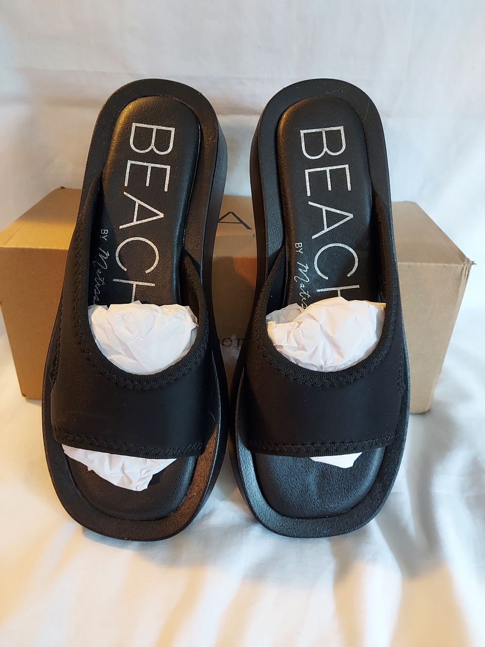 Beach by Matisse Black Platform Slide Sandals NIB Size 8